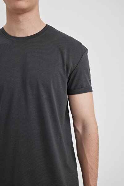 DeFacto Μπλουζάκι με κοντό μανίκι με μακρύ μυϊκό λαιμόκοψη N2104az24sp