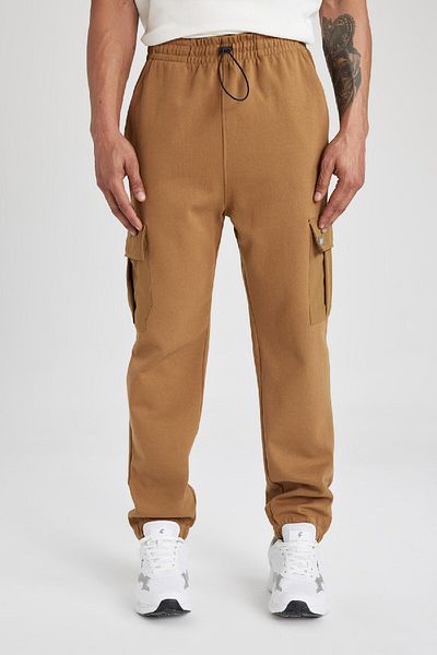 DeFacto Fit Sportsman Jogger Sweatpants - Standard Fit Cargo, Μέση Δεμένο Πόδι με Τσέπες