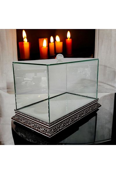 AYZ HOME Silver Glass Promise Engagement Dowry Bundle 35*20*20 cm Wooden Mirrored Base