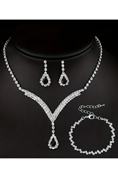 Mihra Aksesuar طقم ثلاثي من قلادة وأقراط وسوار