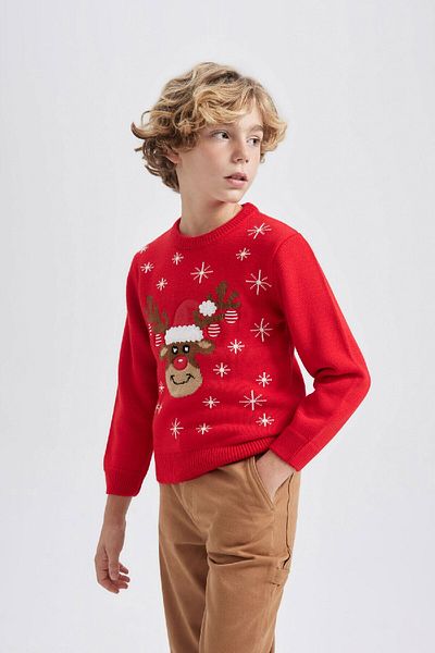 DeFacto Boy's Christmas Themed Mini Me Crew Neck Knitwear Sweater Y5267A623Cw