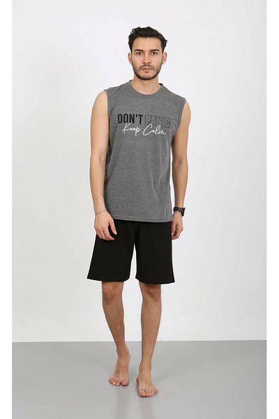 SEBOTEKS 100% Cotton Sleeveless Pocket Men's Shorts Pajama Set 9015