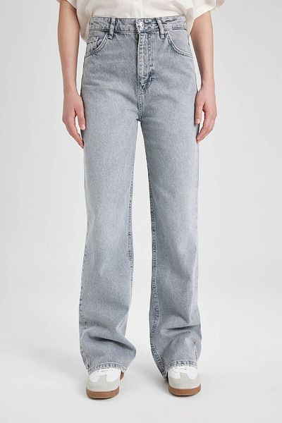 DeFacto 90S Brodek Lejgnar, High Waist Wide Leg Long Jean Pants B5008Ax24Sm