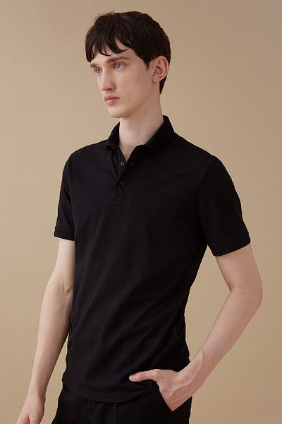 DeFacto Slim Fit Slim Fit κοντομάνικο Basic μασίφ μαύρο μπλουζάκι πόλο T5259az24sp
