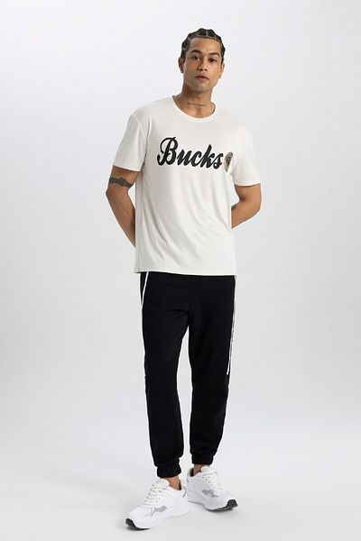 DeFacto Fit Slim Jogger Sweatpants Nba Milwaukee Bucks Standard Fit Ελαστικό πόδι B3913ax24sp
