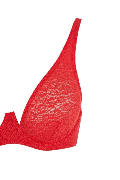 DeFacto Fall in Love New Year's Themed Lace Unpadded Underwire Red Bra A8422Ax23Wn