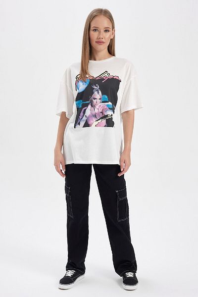 DeFacto Coool Dua Lipa Oversize Wide Fit Short Sleeve T-Shirt B2972Ax23Hs