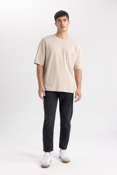 DeFacto Oversize Tričko Crew Neck 100% bavlna Heavy Weight - Krátký rukáv T3661Az24Sp