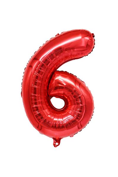 Patladı Gitti 6 Number Red Foil Balloon 34 Inch 76-82 cm
