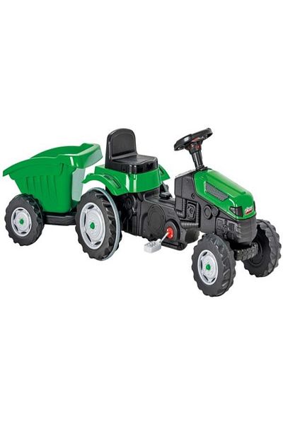 PİLSAN TOYS Pedal tractor with removable trailer for children 3-6 years old, Pilsan Green Size 143x51x 51 cm
