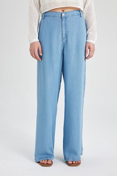 DeFacto Wide Leg High Waist Wide Leg Comfortable Fit Long Jean Pants B5203AX24SM