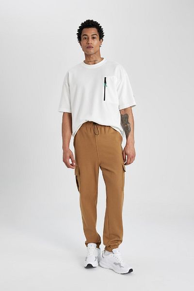 DeFacto Fit Sportsman Jogger Sweatpants - Standard Fit Cargo, Μέση Δεμένο Πόδι με Τσέπες