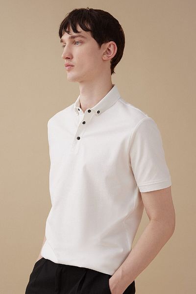 DeFacto Slim Fit Slim Fit κοντομάνικο Basic μονόχρωμο λευκό μπλουζάκι πόλο T5259az24sp