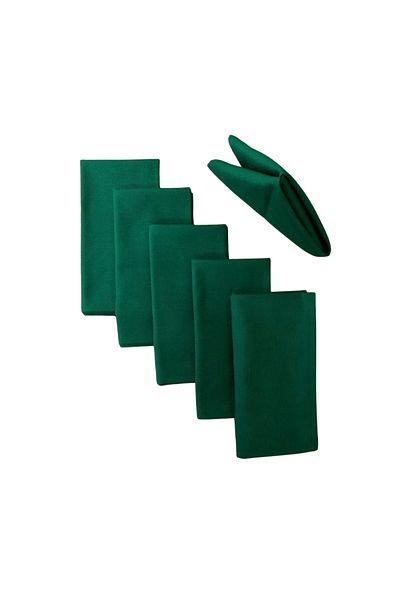 Kotonia Home Set Of 10 Table Napkins - 45x45 Cm, Damask Satin Delux, 100% Cotton, Emerald Green