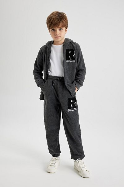 DeFacto Boy's Fleece Jogger Sweatpants - Lace-Up Waist, Elastic Leg, Pockets B2949A823Wn