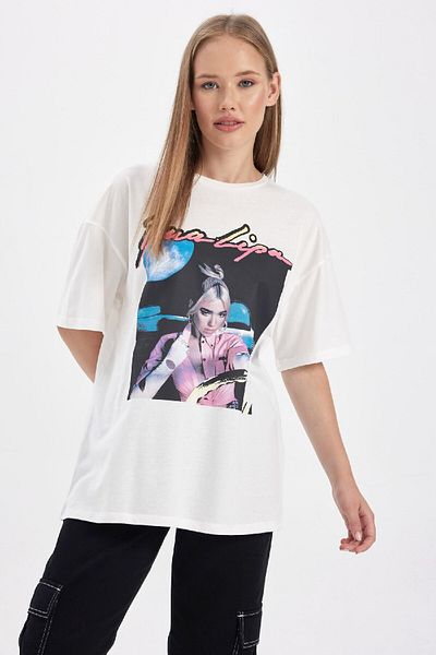 DeFacto Coool Dua Lipa Oversize Wide Fit Short Sleeve T-Shirt B2972Ax23Hs