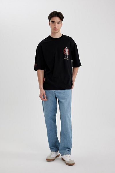 DeFacto One Piece Loose Fit Crew Neck Back Printed Short Sleeve T-Shirt B5528ax24sp