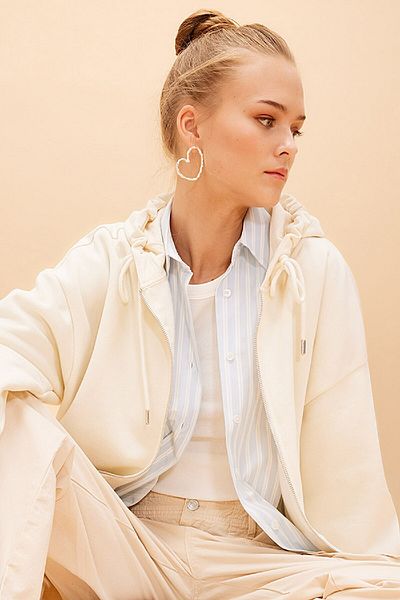 DeFacto Oversize mikina s kapucňou a vreckom na zips - V4233Az24Sp