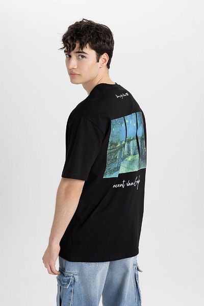 DeFacto Van Gogh Comfort Regular Fit Comfortable Fit Crew Neck Back Printed Short Sleeve T-Shirt B5517Ax24Sp