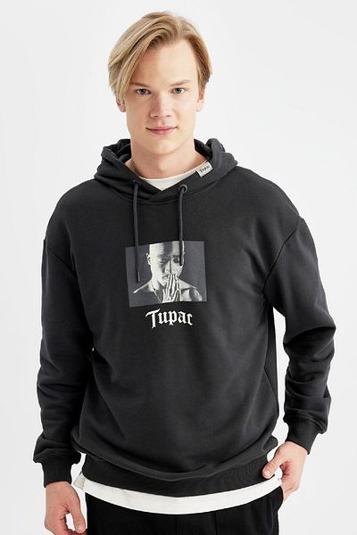 DeFacto Φούτερ Tupac Shakur Boxy Fit με κουκούλα B5520ax24sp