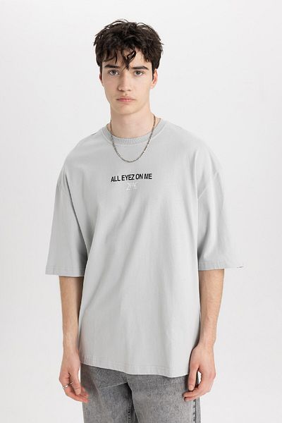 DeFacto Tupac Shakur Crew Neck Loose Fit κοντομάνικο μπλουζάκι B5519ax24sp
