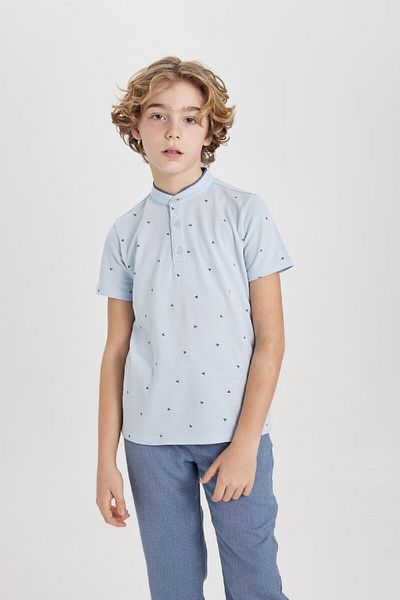 DeFacto Tricou polo pentru băieți - guler judecător, piqué cu model, mânecă scurtă B5938a824sm