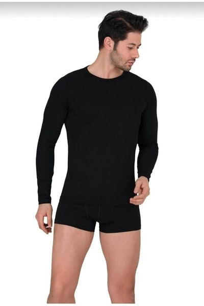 Berrak 1025 Men's Elastane Long Sleeve Crew Neck Undershirt 12 Pieces