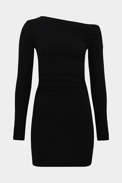 Açelya Okcu Premium One Shoulder Detailed Cotton Flexible Mini Dress