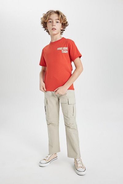 DeFacto Boy's Gabardine Trousers - Cargo Pocket and Straight Leg B5924A824Sp