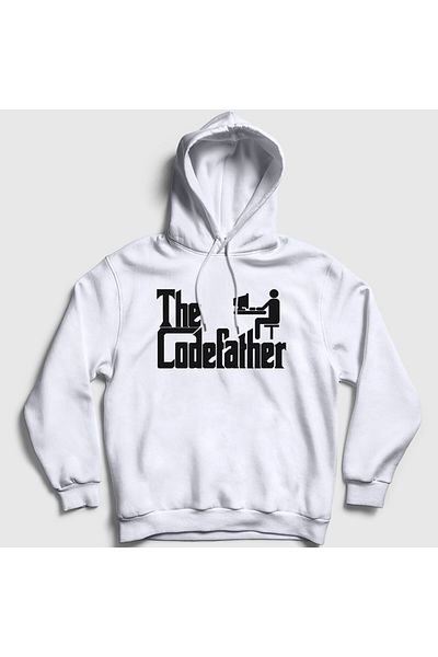 Presmono Unisex Λευκό Φούτερ με κουκούλα The Codefather Software Developer Coder Hacker 530117 ττ