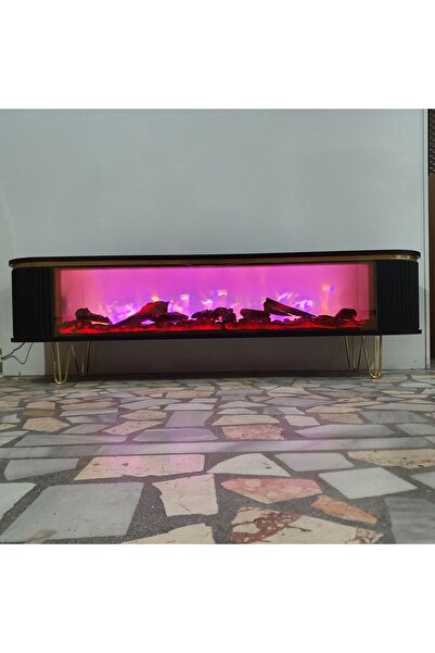 reyhan mobilya Tv Sehpası üntesi Şömineli METAL AYAKLI 180cm Bluetootlu Ses S...