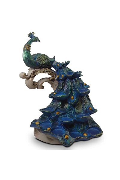 Dekoromi Dekoratif Tavus Kuşlu Şamdan Mumluk (37x28 CM)