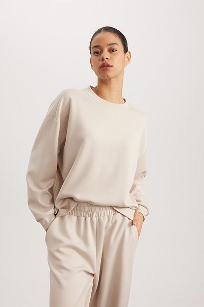 DeFacto Mikina Oversize Fit - Prom Biker Basic Plain Skuba Fabric Sports服用B4668ax