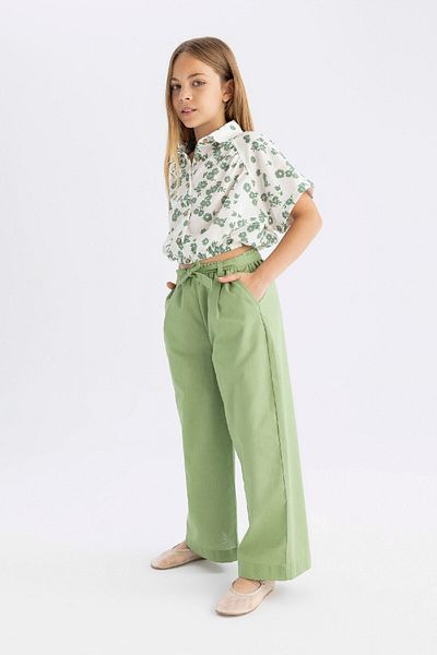 DeFacto Mädchen-Baumwollhose mit weitem Bein und weitem Bein B5045a824hs