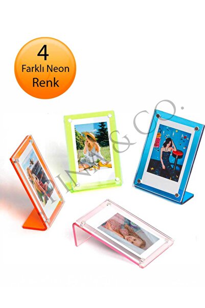 PİNA COMPANY Mıknatıslı Fotoğraf Çerçevesi - Neon Renkler - 4 lü Set - Ofis E...