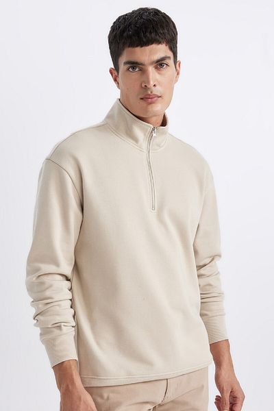 DeFacto Άνετο φούτερ με γιακά με φερμουάρ Comfort Regular Fit X7405az24sp