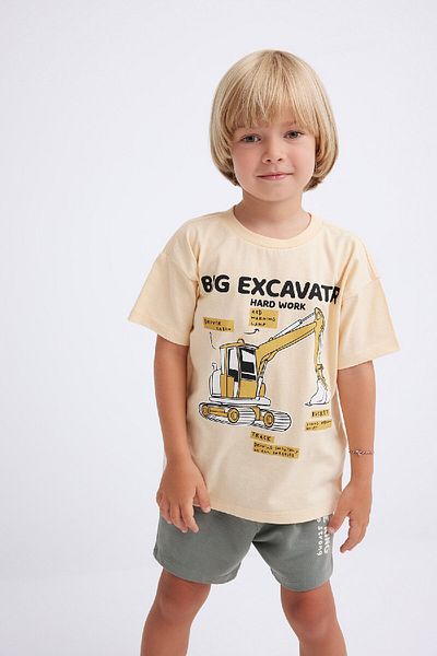 DeFacto Baby Boy Crew Neck Vehicle Printed Short Sleeve T-Shirt B6978a524sm
