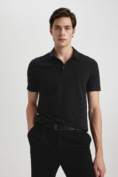 DeFacto Slim Fit bavlněné polo tričko s krátkým rukávem X2594AZ24SM