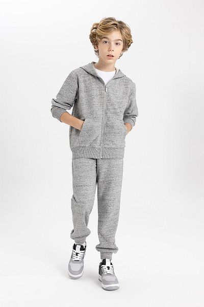 DeFacto Boy's Zippered Hooded Sweatshirt - Basic B6449A824Sp