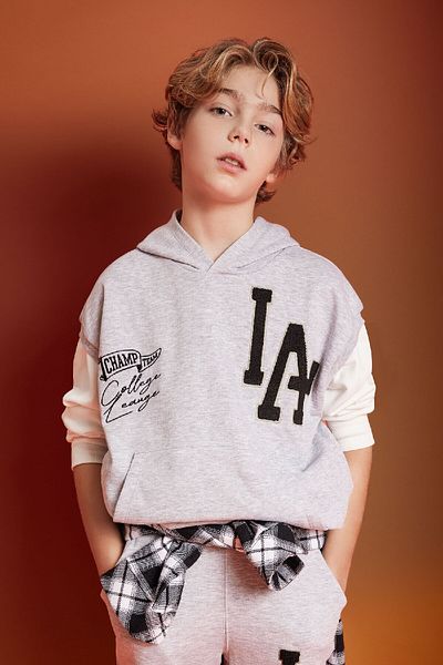 DeFacto Boy's Embroidered Oversize Hooded Sweatshirt - B6138A824Sp