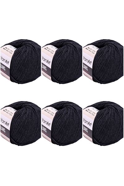 Yarnart Soft Textured Jeans 6-Piece Hand Knitting Thread Set, Baby Friendly Cardigan and Amigurumi