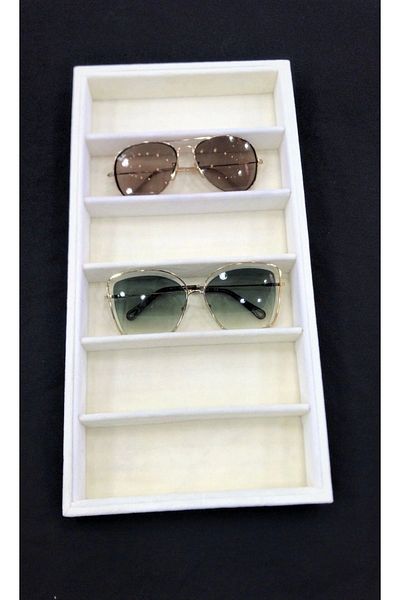 Aydın Decor Domestic Production Leafy Model Suede Fabric Cream Color 38/19 Cm 6 Compartment Glasses Stand