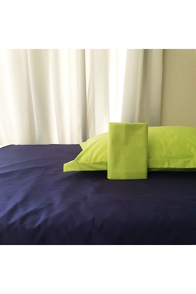 Kotonia Home 3-piece set Deco UNI Ranforce color, 220×240 cm and 2 pillowcases 50×70 cm, cotton, navy blue&green