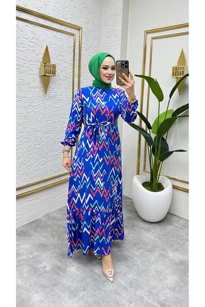 Nergis Neva Butik Φόρεμα Hijab με ζιγκ-ζαγκ σχέδιο