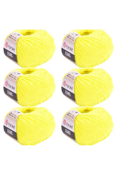 Yarnart Jeans 6-Piece Hand Knitting Yarn Set, Soft Textured, Baby Friendly, Cardigan, Amigurumi