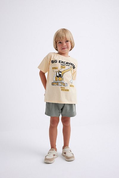 DeFacto Baby Boy Crew Neck Vehicle Printed Short Sleeve T-Shirt B6978a524sm