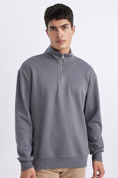 DeFacto Άνετο φούτερ με γιακά με φερμουάρ Comfort Regular Fit X7405az24sp