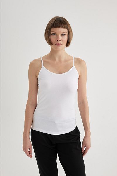 DeFacto Cotton Thin Strap White Inner Undershirt-Fall in Love M6858Az24Sp
