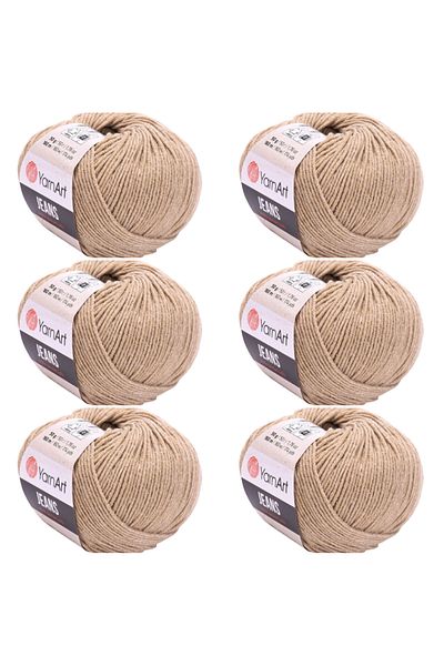 Yarnart Soft Textured Jeans 6-Piece Hand Knitting Thread Set, Baby Friendly Cardigan and Amigurumi