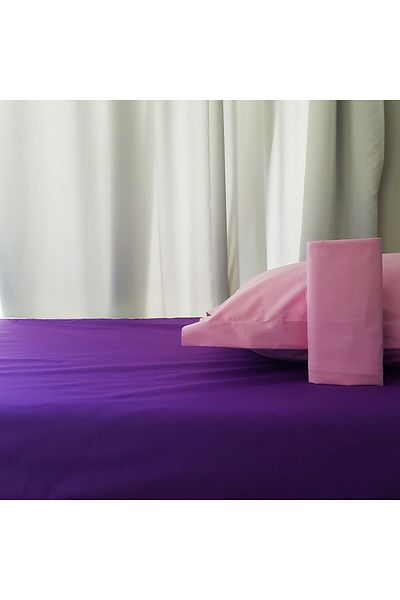 Kotonia Home 3-piece set Deco UNI Ranforce color, 220×240 cm and 2 pillowcases 50×70 cm, cotton, purple&lilac